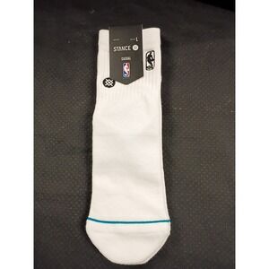 Stance NBA Logoman Quarter Socks White Large Men's 9–13 Mid Cushion New NWT